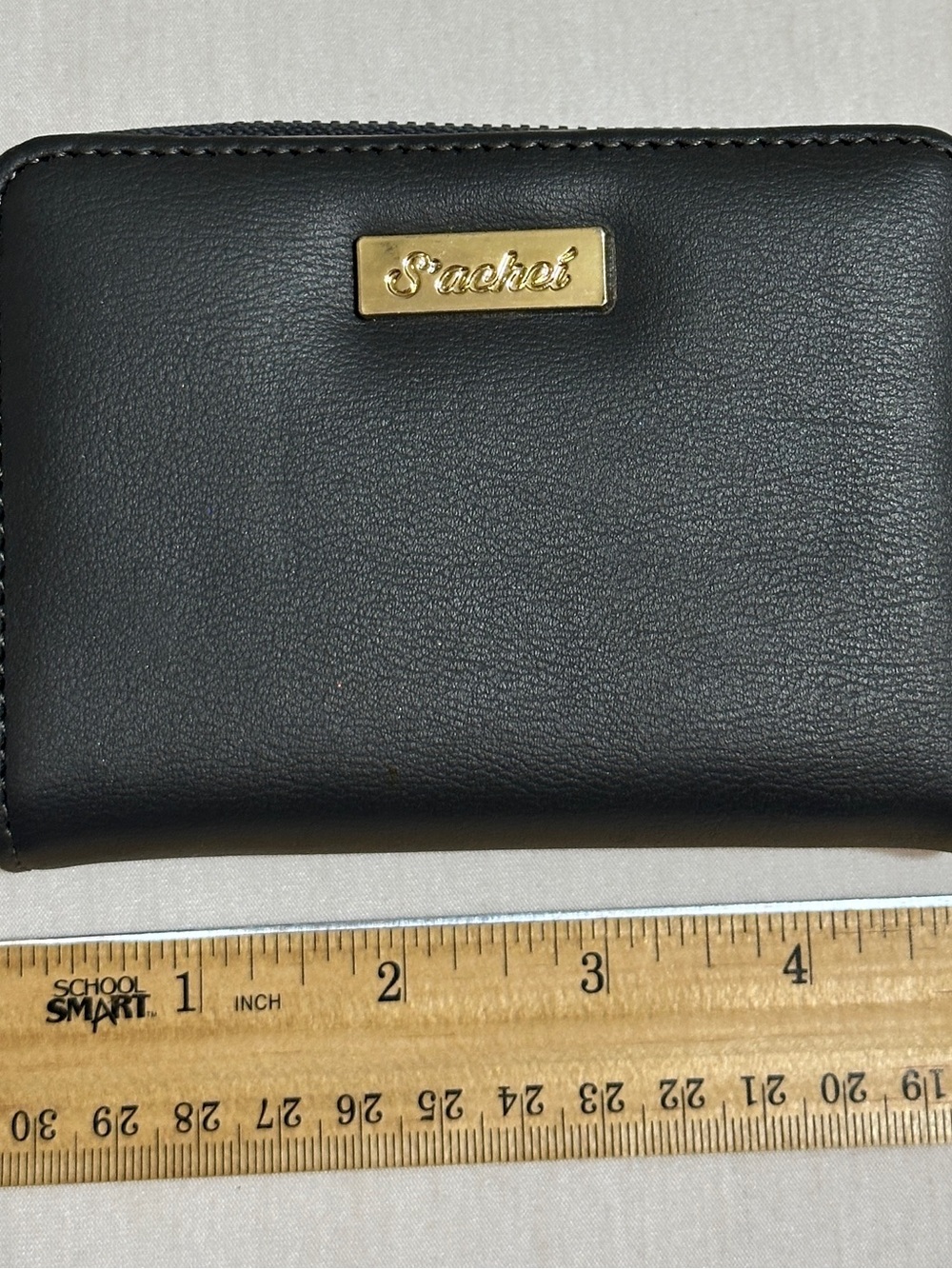 Black Leather Wallet with Gold Accent